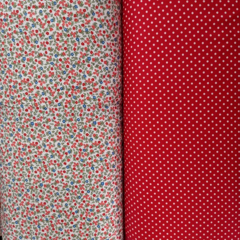 Tấm Vải Cotton Họa Tiết Hoa Đỏ Phong Cách Nhật Bản