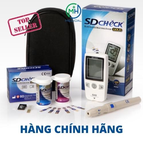 Máy thử đường huyết SD Check Gold nhập khẩu nguyên hộp từ Hàn Quốc- Tặng kèm 50 que thử và kim lấy máu (Hàng chính hãng)