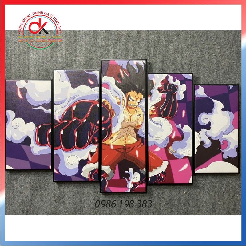 Tranh canvas Luffy treo tường Duy Khang, Bộ 5 khung hình canvas One piece 100x60cm giá rẻ