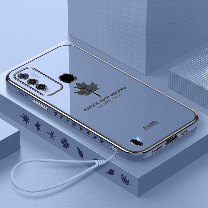 Ốp Điện Thoại Viền Vuông In Họa Tiết Lá Phong 6D Cho iNfinix Tecno Spark 6 GO 7 8 Pro 5