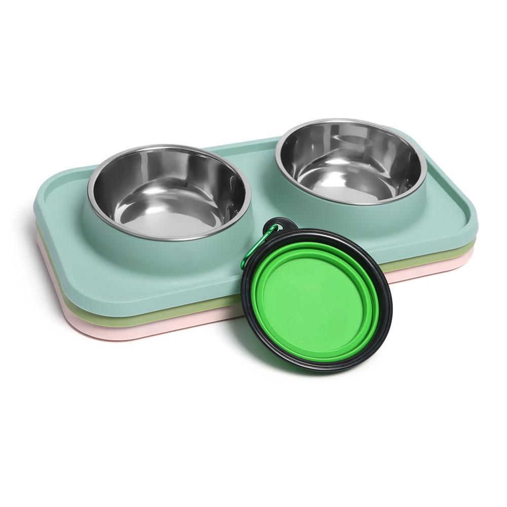 YNATURAL Bát Đựng Thức Ăn Cho Mèo Bằng Thép Không Gỉ Kèm Giá Đỡ