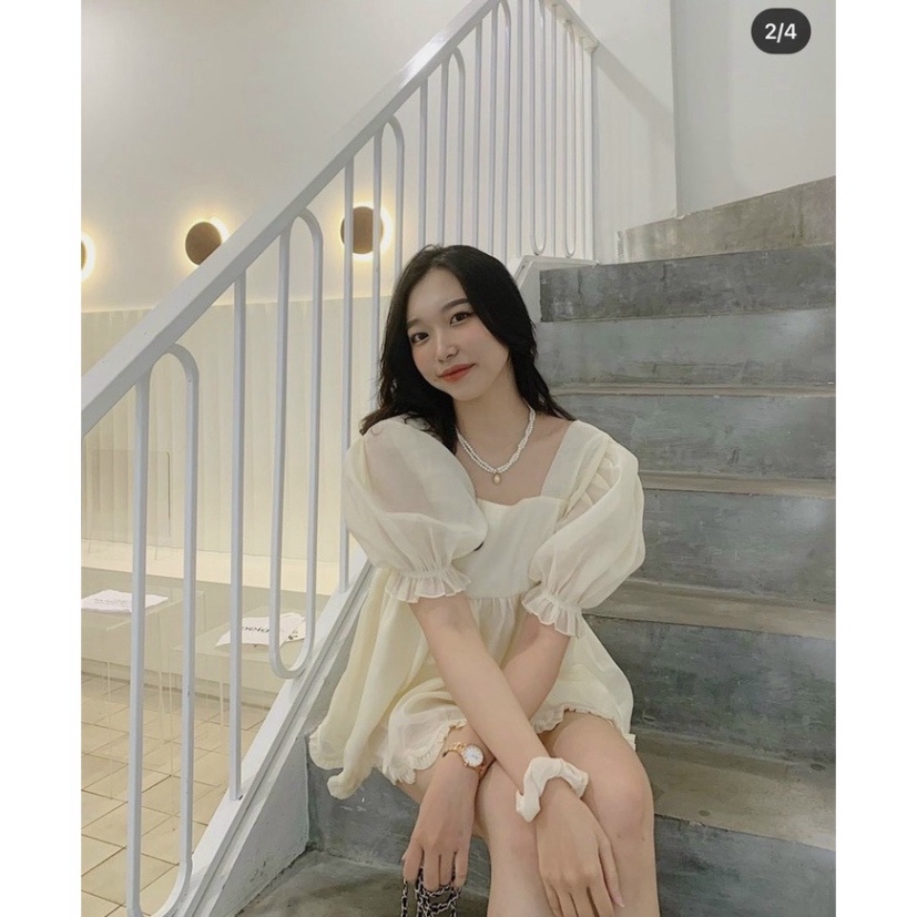 Set áo babydoll voan tơ be quần short đùi BN297 0322