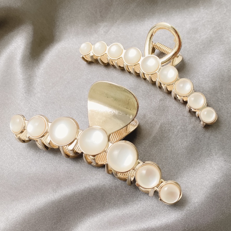 Kẹp tóc kim loại đính ngọc trai nhân tạo thời trang dành cho nữ