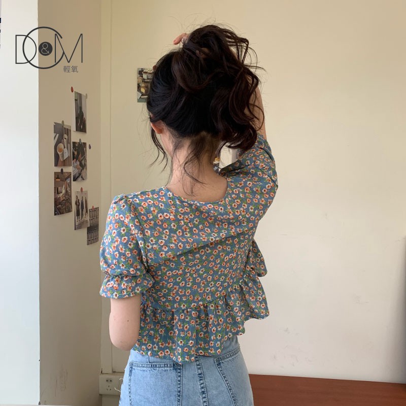 Áo Sơ Mi In Họa Tiết Hoa + Chân Váy Lưng Cao Xinh Xắn Theo Phong Cách Hàn Quốc Dành Cho Nữ | BigBuy360 - bigbuy360.vn