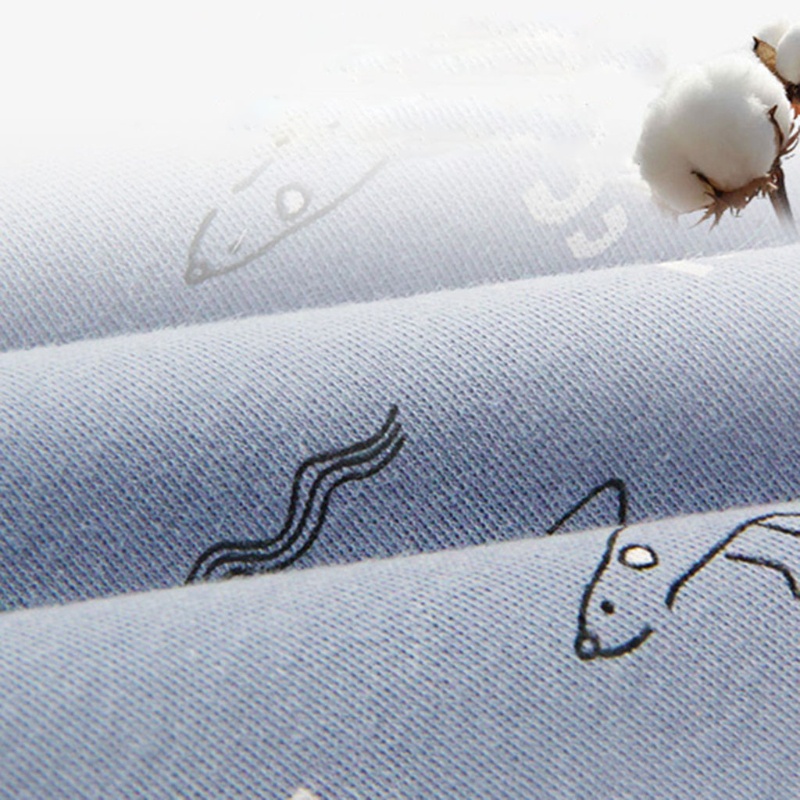 Bộ 4 Yếm Ăn Cotton Mềm Mại Chống Thấm Nước In Họa Tiết Hoạt Hình Xinh Xắn Cho Bé