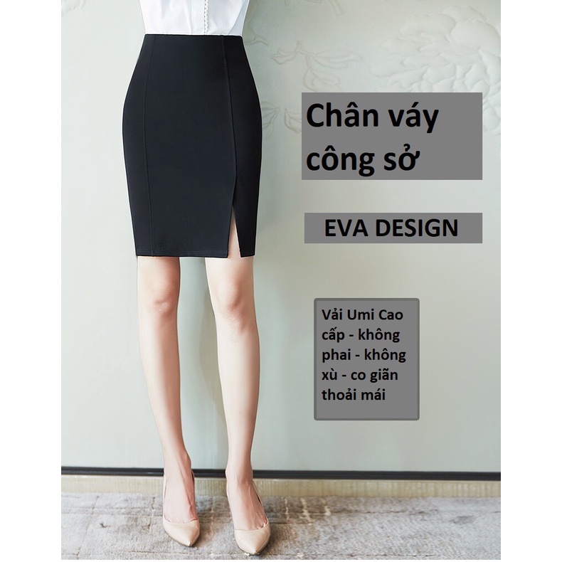 Chân váy công sở nữ lưng cao xẻ trước Chân váy bút chì cạp cao dáng ôm vải umi cao cấp co giãn 4 chiều mặc sơ mi đi làm