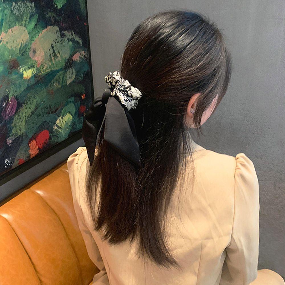 Dây Cột Tóc Ruy Băng Cỡ Lớn In Họa Tiết Hoa Phong Cách Hàn Quốc Cổ Điển Thời Trang Cho Nữ