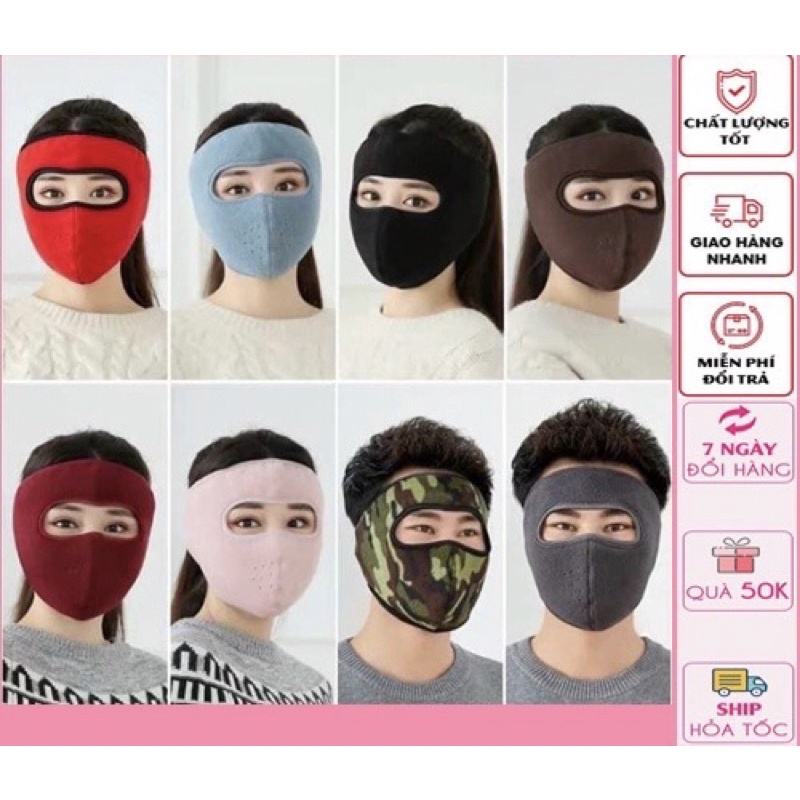 Khẩu Trang Ninja Vải Nỉ Dán Gáy Che Kín Mặt Tai,Chống Nắng Chạy Xe Phượt Nam Nữ Hè Mẫu Mới Hàng Loại 1