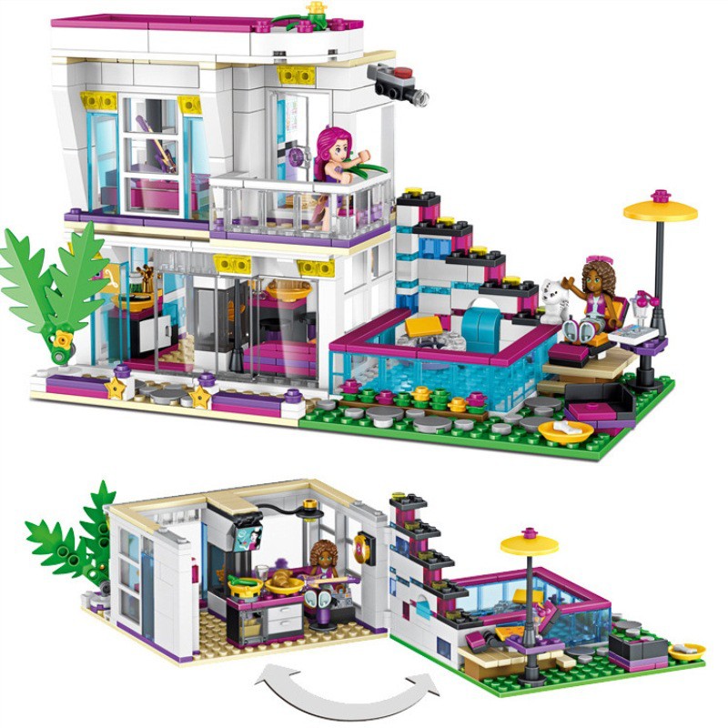 [Hàng Chính Hãng] Bộ Đồ Chơi Xếp Hình SX 3008 Lắp Ráp Kiểu LEGO Friends Biệt Thự Ngôi Sao Livi's Pop Star House 760 PCS