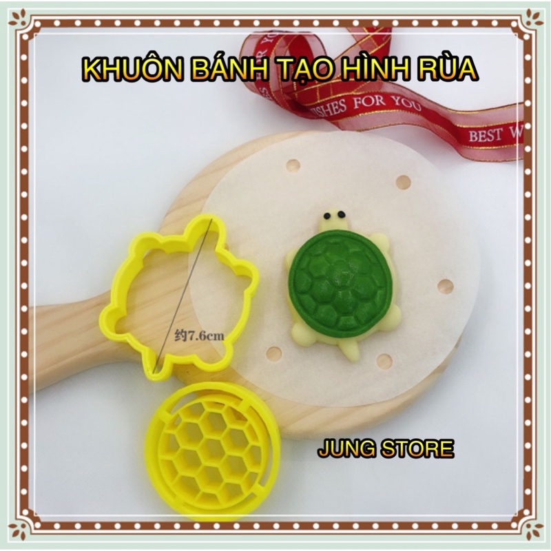 Khuôn làm bánh bao chay tạo hình con rùa kèm khuôn chi tiết làm bánh quy, cookie, fondant, đất set M349