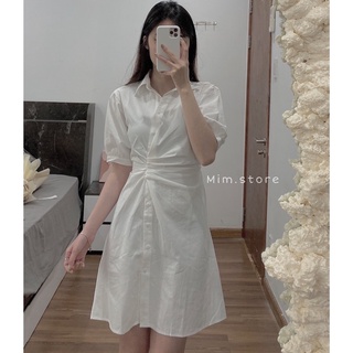 Váy sơ mi dúm eo xinh, váy sơ mi cách điệu