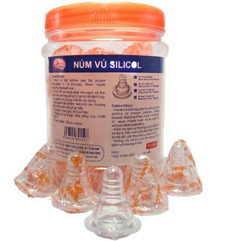 ( Cổ rộng/cổ hẹp) Núm ti slicon siêu mềm GB BABY công nghệ Hàn Quốc -phụ kiện thay thế tất cả các loại bình sữa