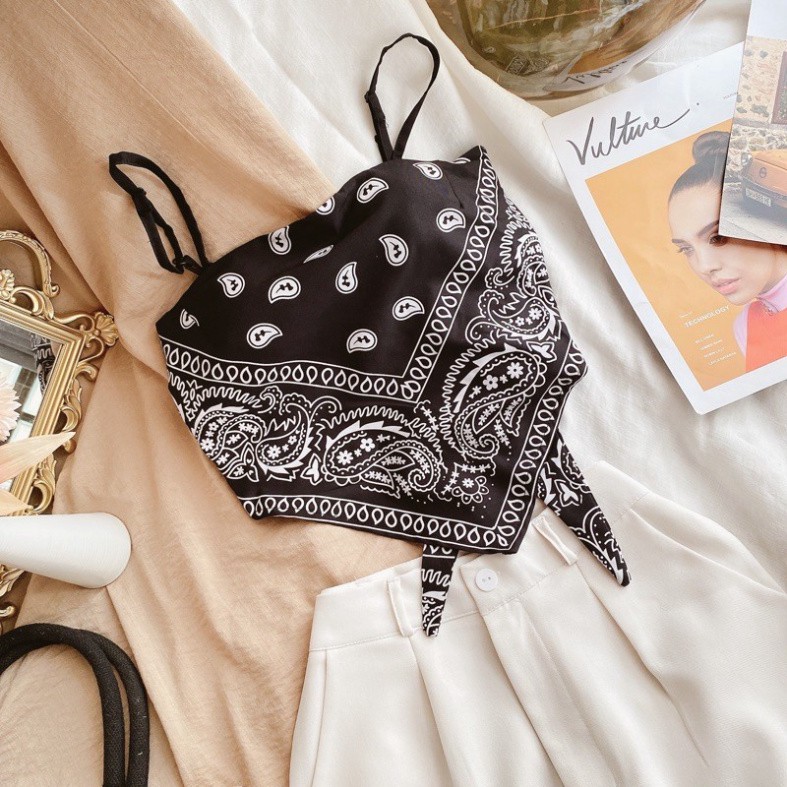 Áo Yếm Nữ Thổ Cẩm Vải Lụa Cột Nơ Hai Màu So Hot | BigBuy360 - bigbuy360.vn