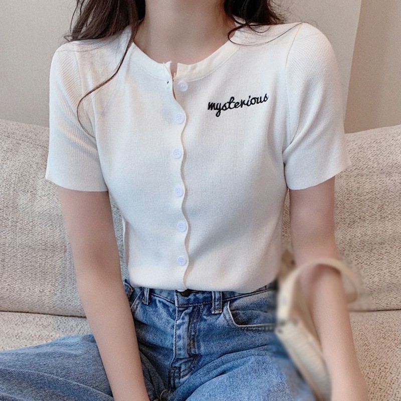Summer New Korean Loose Cardigan Shirt Short T-Shirt Women