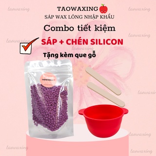 Combo Sáp Wax và Chén silicon (Tặng Que Gỗ) - taowaxing