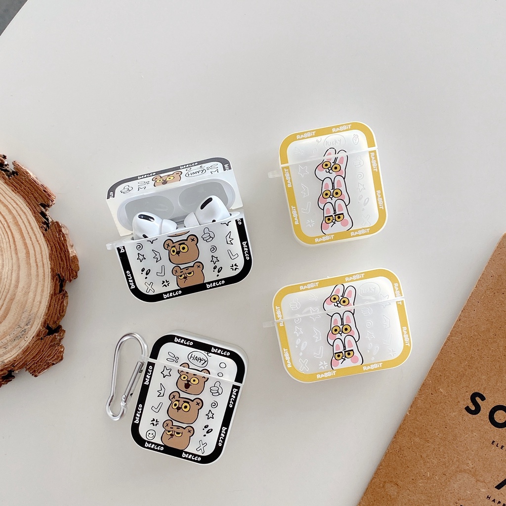 Vỏ Bảo Vệ Hộp Sạc Tai Nghe compatible AirPods Pro compatible AirPods 2/Pro Bằng TPU Hình Vuông Họa Tiết Hoạt Hình Màu Sắc 2021