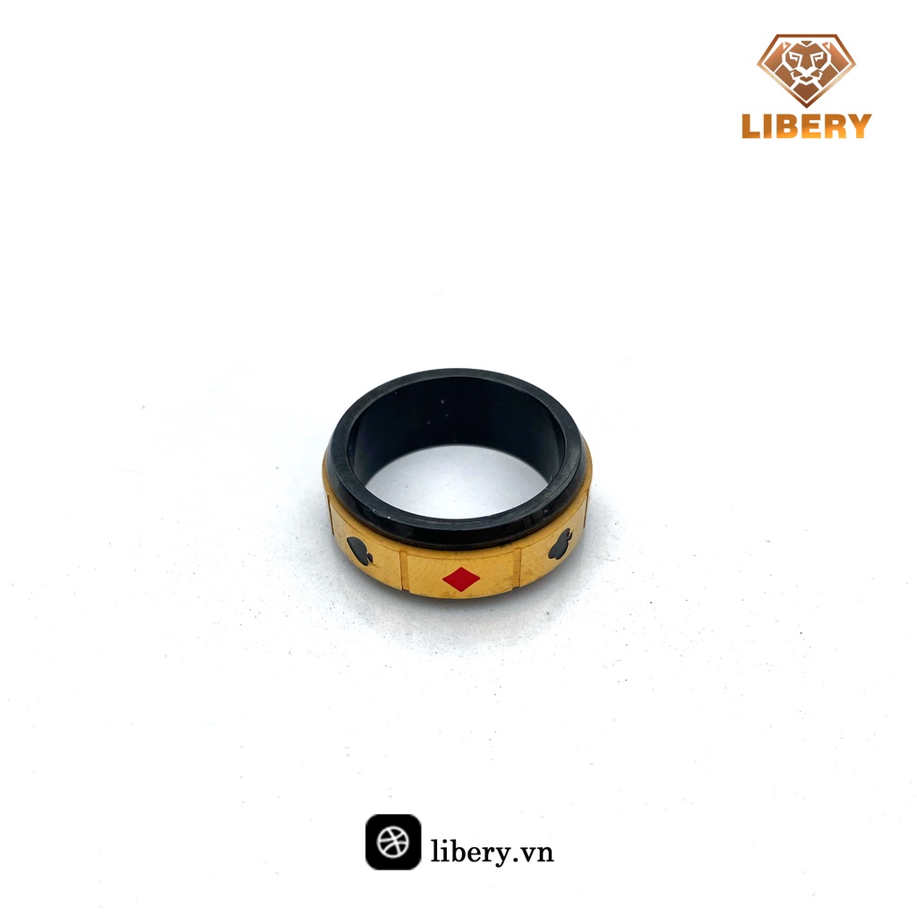 Nhẫn thời trang nam nữ TITAN tâm xoay black jack ma mị hoạ tiết poker bao quanh - Mẫu N021