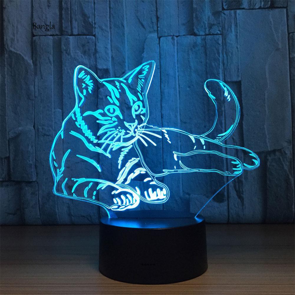 Đèn LED 3D chiếu ánh sáng hình mèo độc đáo
