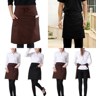 Tạp dề phục vụ đơn giản - Tạp dề ngắn trơn có túi đựng sổ bút order