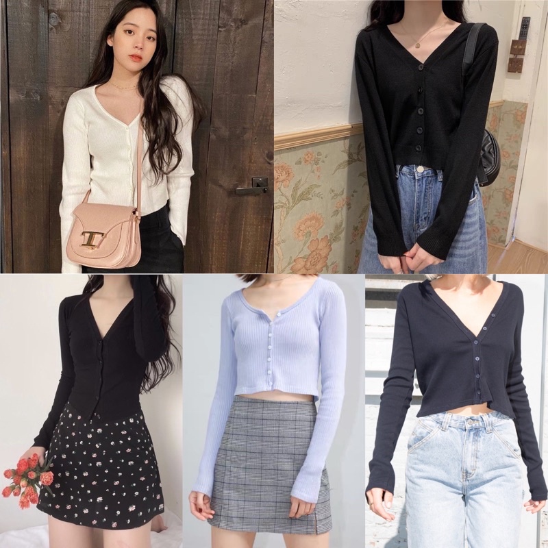Áo khoác cardigan tay dài chất thun gân mềm co giãn 4c