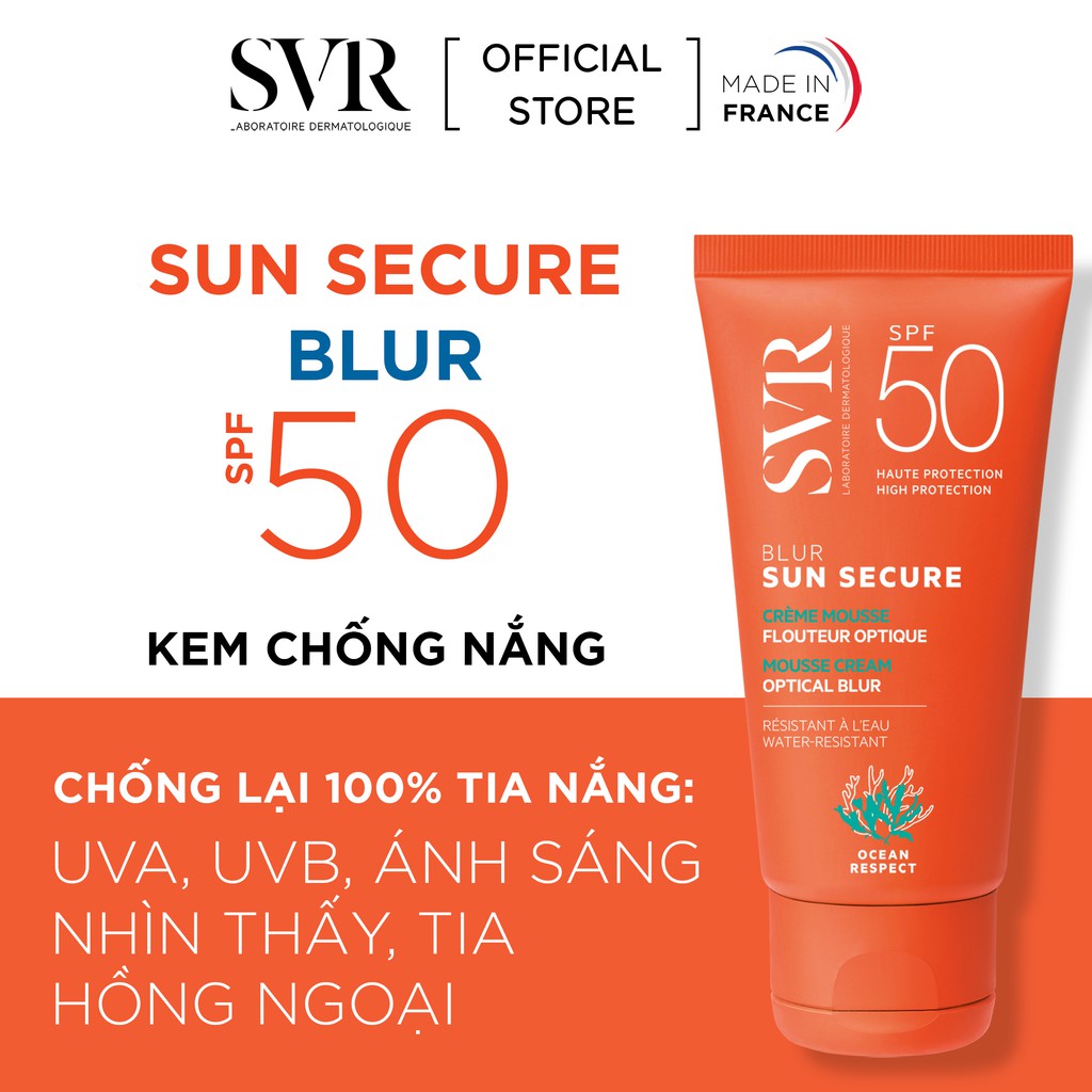 Kem chống nắng có màu giúp che khuyết điểm SVR SUN SECURE Blur SPF50 50ml - Muadomoi