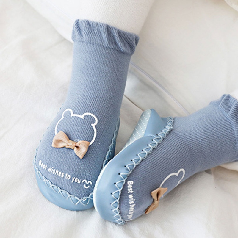 Vớ Giả Da Giữ Ấm Chống Trượt Hình Gấu Hoạt Hình Cho Bé Sơ Sinh