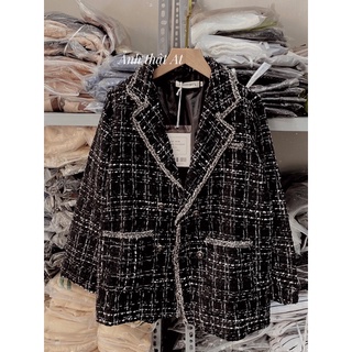 ÁO DẠ TWEED ĐEN VIỀN