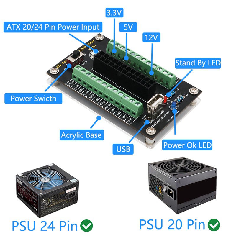 Bảng Mạch Atx 24 / 20 Pin Cổng Usb 5v | BigBuy360 - bigbuy360.vn