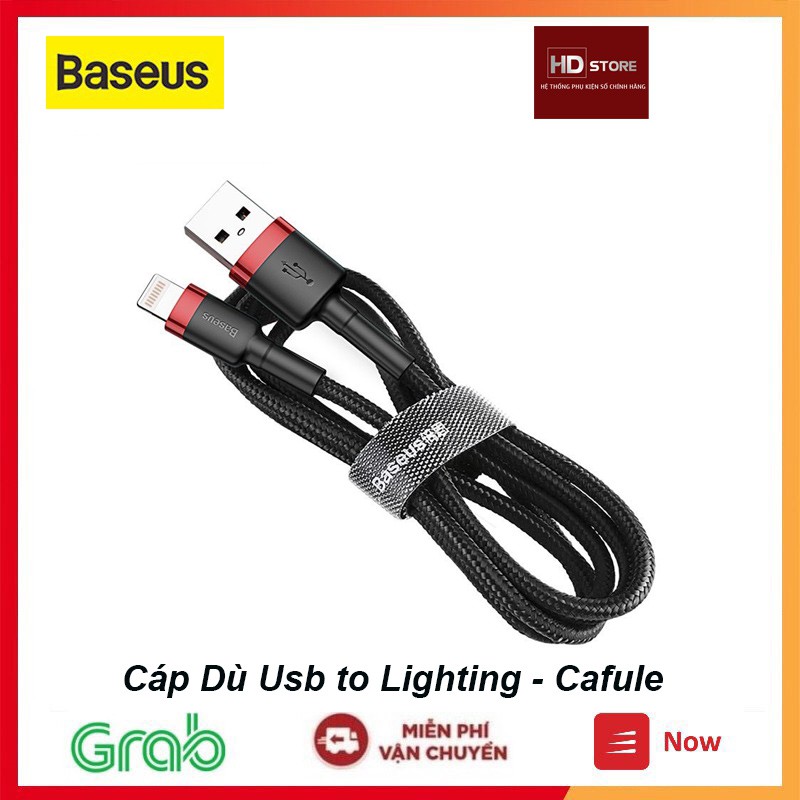 Cáp dù Baseus Usb to Lighting bọc dù siêu bền sạc nhanh Chống gãy đứt 1 Mét 2 Mét - MãCafule