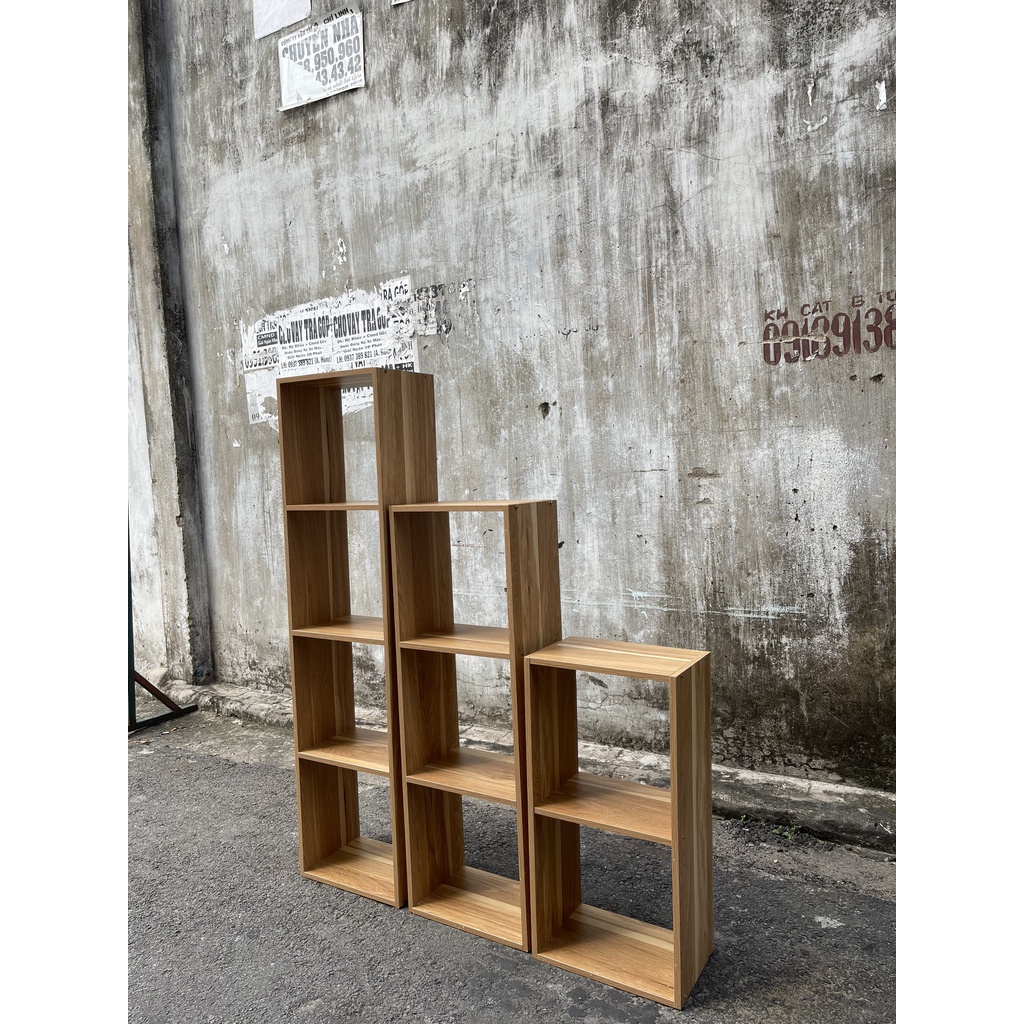 Kệ gỗ tổ ong 3 tầng đa năng hiện đại sang trọng lắp ghép tiện dụng màu vân gỗ