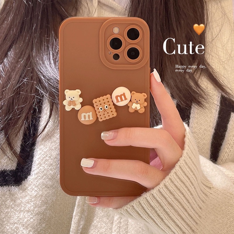 (SIÊU RẺ) Ốp lưng iphone màu nâu kẹo M &amp; bánh quy 7plus/8/8plus/x/xr/xs/11/12/13/pro/max/plus/promax