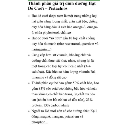 Hạt dẻ cười Mỹ ko tẩy trắng