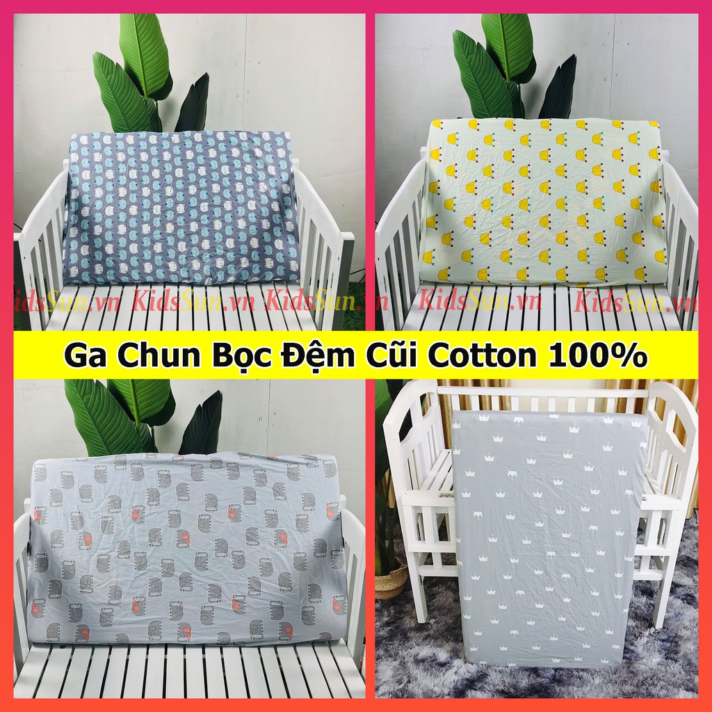 Ga Chun Bọc Đệm Cho Giường Cũi Trẻ Em Chất Liệu Cotton 100% Nhiều Màu Sắc Và Kích Thước