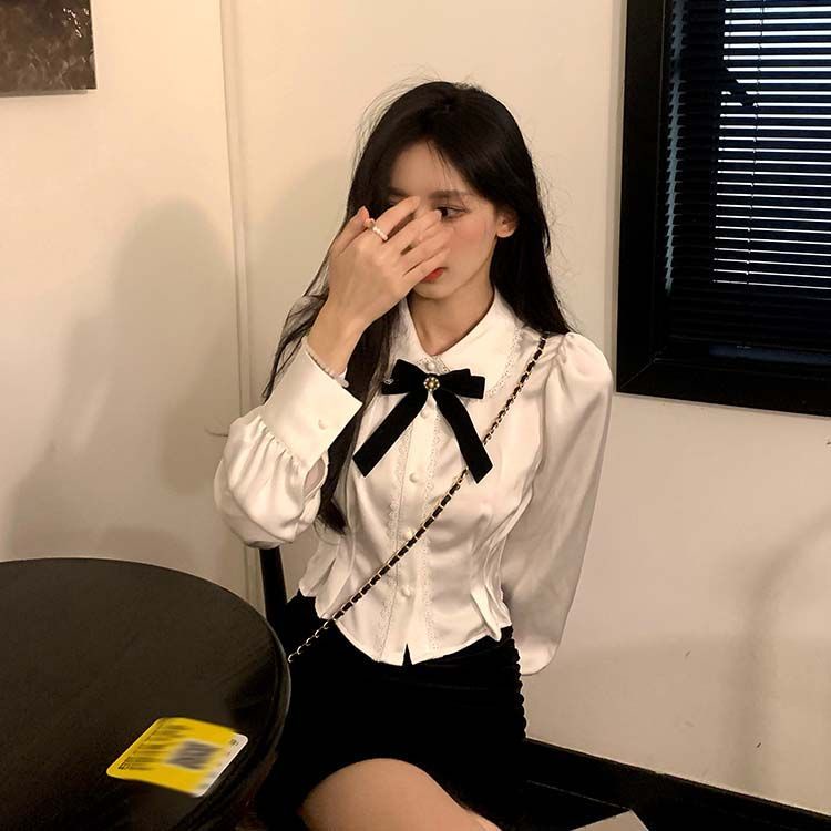 Áo Kiểu Tay Dài Cổ Búp Bê Thời Trang Mùa Thu Mới Cho Nữ