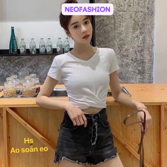Áo croptop nữ tay ngắn kiểu ôm body bigsize xoắn eo dưới 58kg mặc đẹp chất liệu cotton B009 NEOFASHION