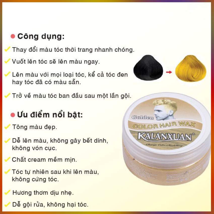 Sáp Nhuộm Tóc Màu Vàng Đổi Màu Tóc Tạm Thời KALANXUAN 100Ml/Hộp
