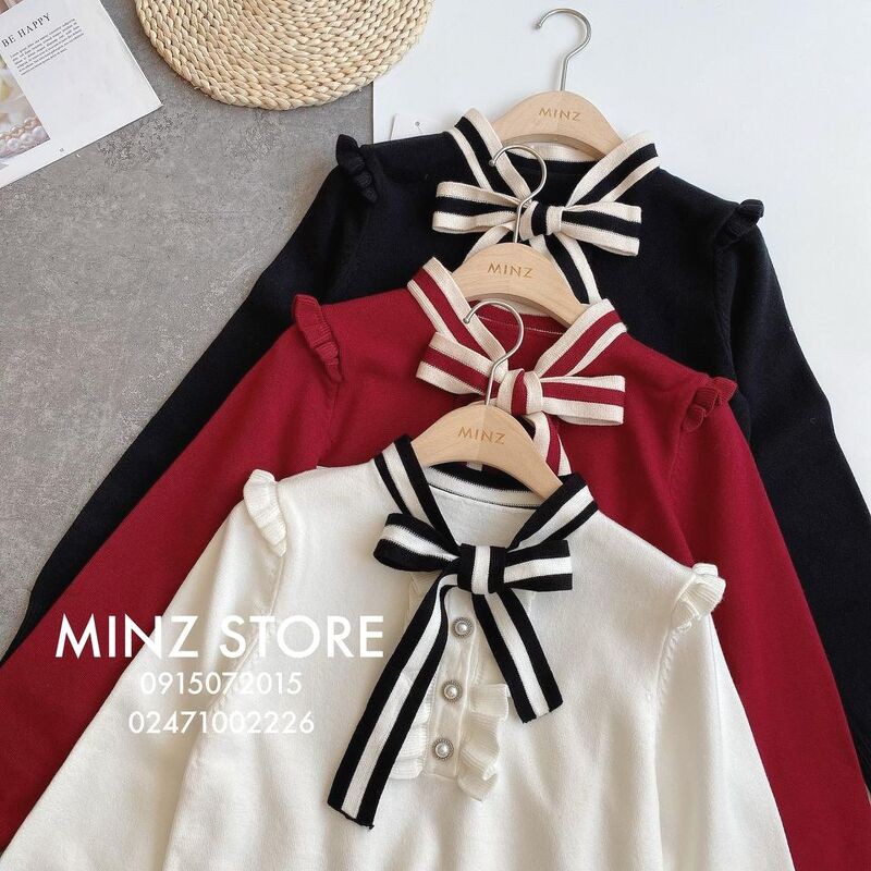 Áo len vai bèo nơ viền #613 (3 màu) | BigBuy360 - bigbuy360.vn