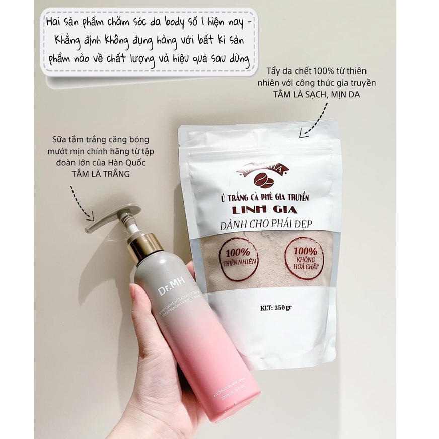 Ủ trắng Cafe tẩy tế bào chết gia truyền Linh Gia 100% thiên nhiên Face & Body – 350gr