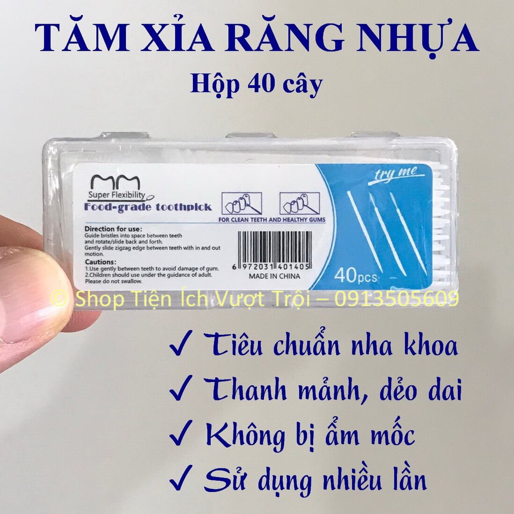 Tăm nhựa nguyên sinh, dễ dàng lấy thức ăn giắt, mắc khe răng, hộp đựng kín, không bị ẩm mốc-Tiện Ích Vượt Trội