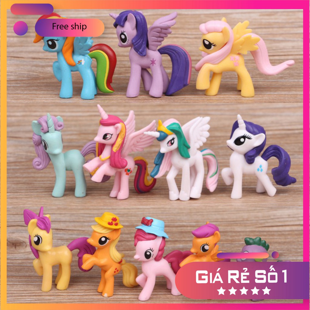 (Freeship 99k) Bộ 12 Con Ngựa Pony 7cm