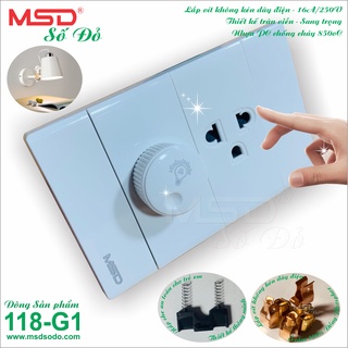 Dimmer - chiết áp - công tắc đèn và ổ cắm điện 3 chấu - âm tường - 118G1