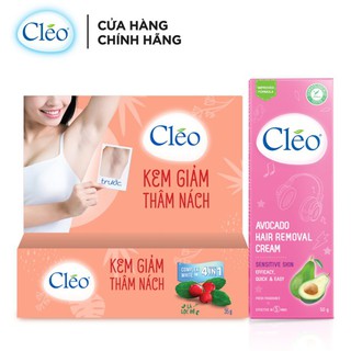 Bộ đôi Kem Giảm Thâm Nách Cléo 35g và Kem Tẩy Lông Cléo 50g Da nhạy cảm