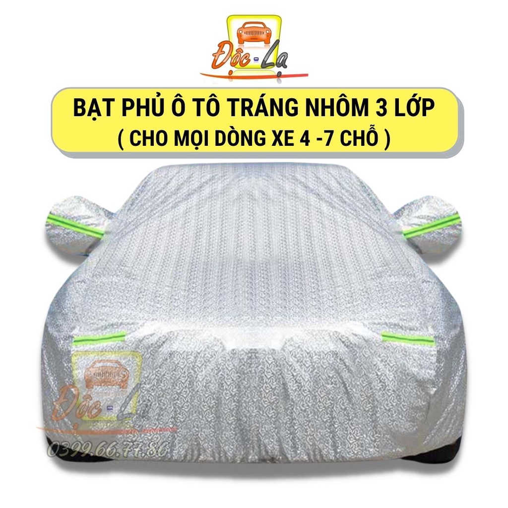 Bạt phủ xe ô tô cao cấp, cho xe ô tô 4 chỗ đến 7 chỗ, có phản quang, khóa kéo cánh cửa lái, chống nóng, chống nước