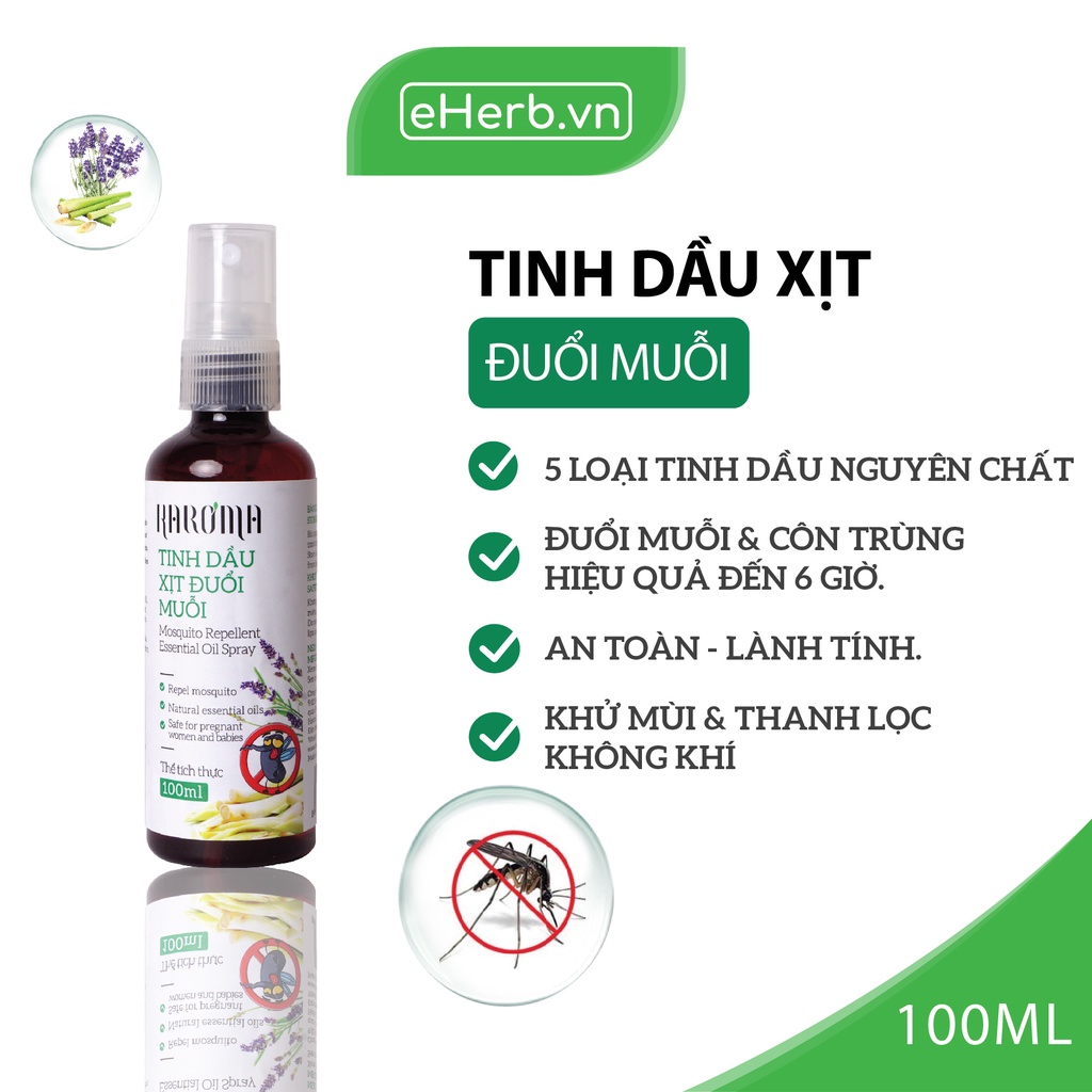 Bình Xịt Tinh Dầu Đuổi Muỗi Sả Chanh, Oải Hương, Bạc Hà Xịt Trực Tiếp Lên Quần Áo, Phòng, Tủ An Toàn, Khử Mùi KAROMA