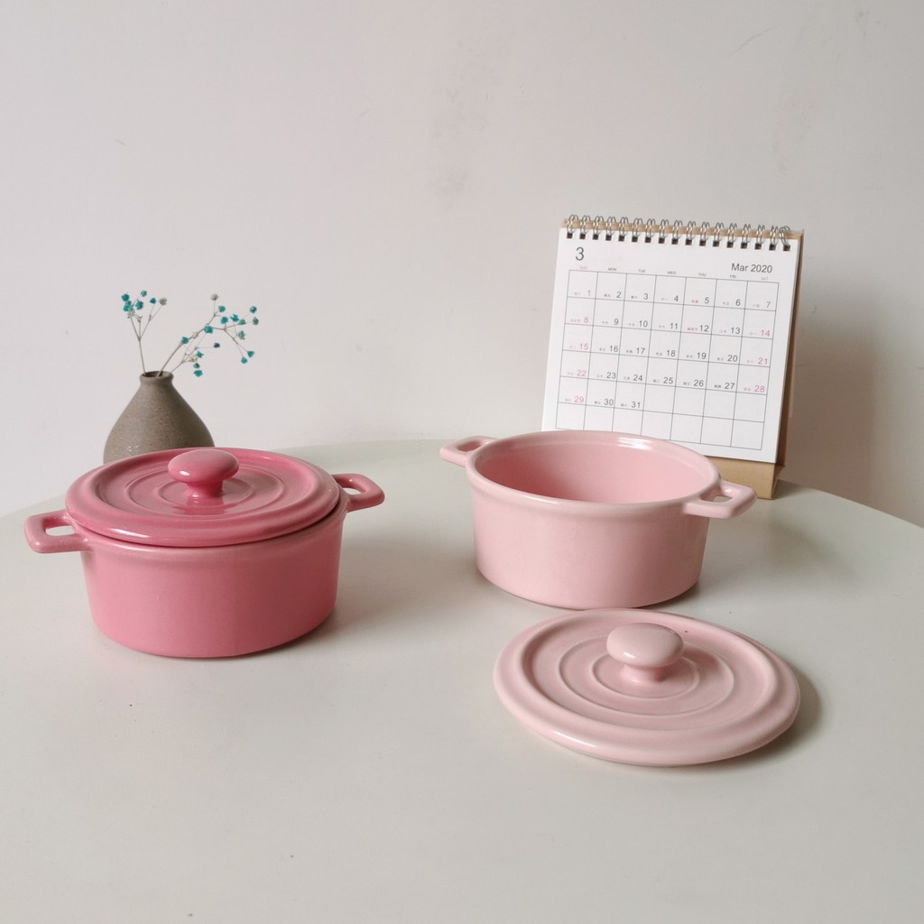 Bát sứ hấp trứng Bát nướng có nắp đậy sứ tráng men chịu nhiệt cao màu pastel xinh #littlechick