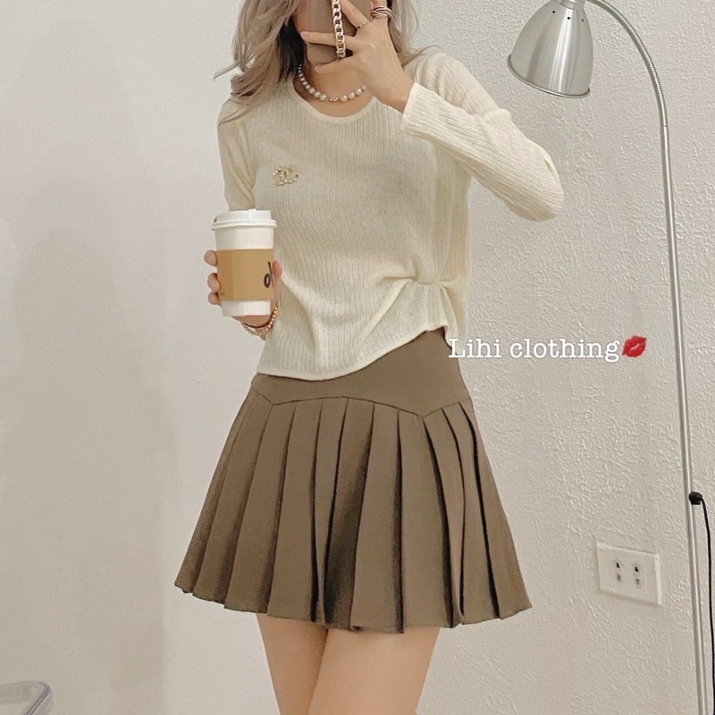 Chân váy chữ a xếp ly ngắn tennis công sở thời trang cao cấp mã KVC036