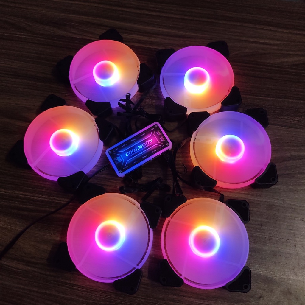 Quạt Tản Nhiệt Y1 Kích Thước 12cm Fan Led RGB Đồng Bộ Màu Hub Quạt Coolmoon, Hub Sync Mainboard