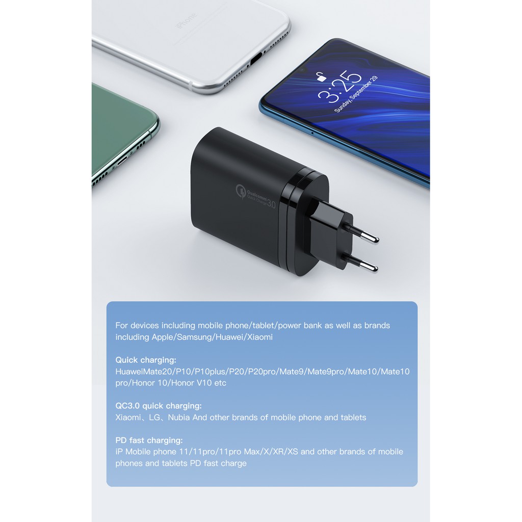 Cốc Sạc Nhanh 2 Cổng USB - Type C QC3.0 KuuLaa 36W dành cho Xiaomi Iphone Huawei OPPO Củ sạc nhanh PD36W