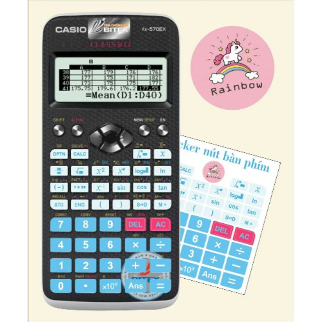 Decal nút dán máy tính casio 580