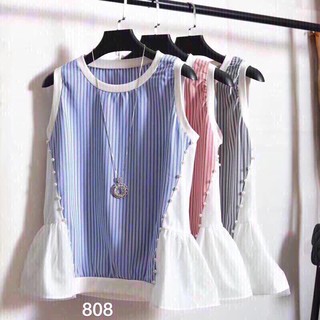 G26. 808. áo xô sọc viền hạt